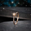   New Fashion Meteor Ring Women's Star Jewelry Copper Plated Rose Gold Inlaid Zircon Gift