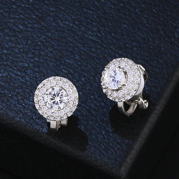 Korean style short new simple geometric ear clip micro inlaid zircon earrings square round earrings wholesale erk48