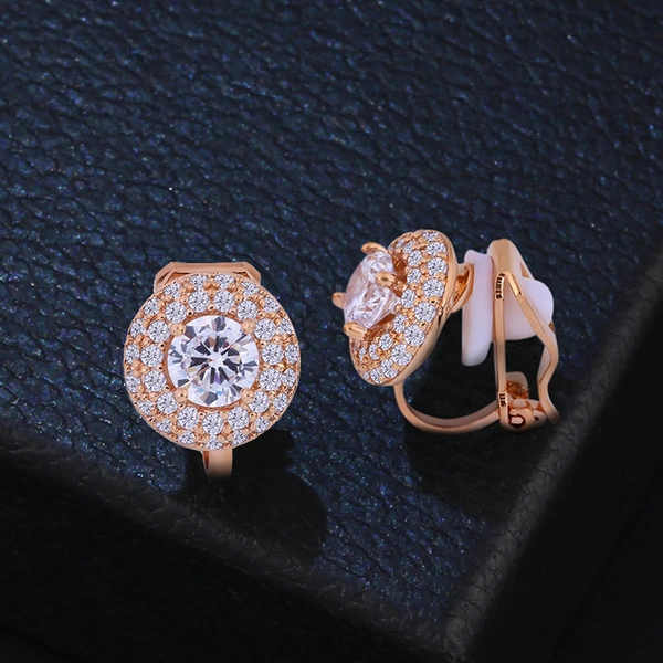 Korean style short new simple geometric ear clip micro inlaid zircon earrings square round earrings wholesale erk48