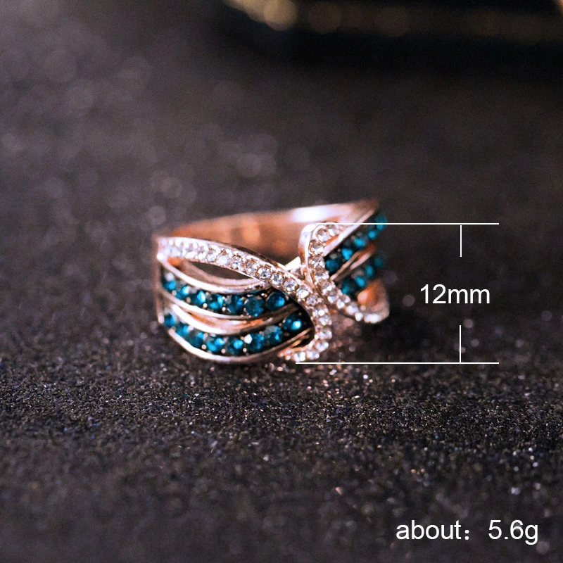  New women's hand jewelry fashion OL geometric line ring alloy inlaid crystal dance party jewelry
