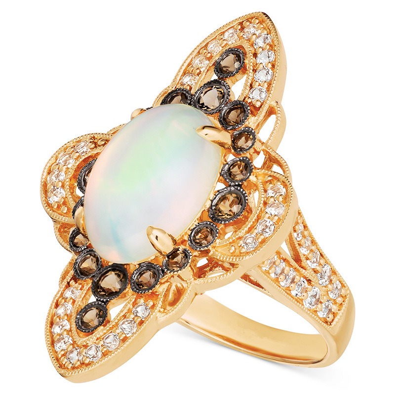 European and American retro style luxury women's moonstone ring alloy inlaid crystal cocktail party hand jewelry wholesale