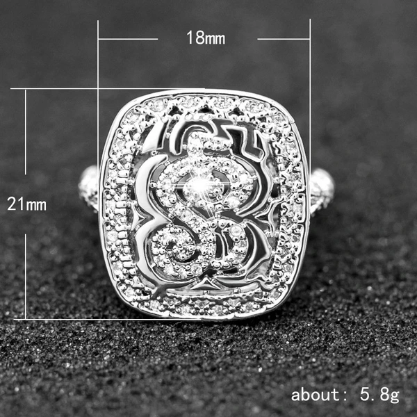 New Luxury Women's Ring Creative Mystical Symbol Copper Plated White Gold Jewelry Wholesale