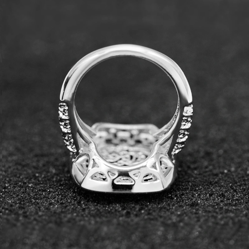 New Luxury Women's Ring Creative Mystical Symbol Copper Plated White Gold Jewelry Wholesale