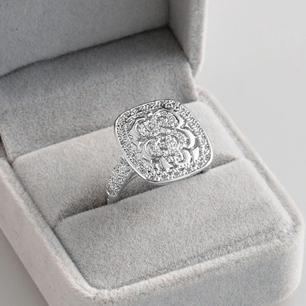 New Luxury Women's Ring Creative Mystical Symbol Copper Plated White Gold Jewelry Wholesale