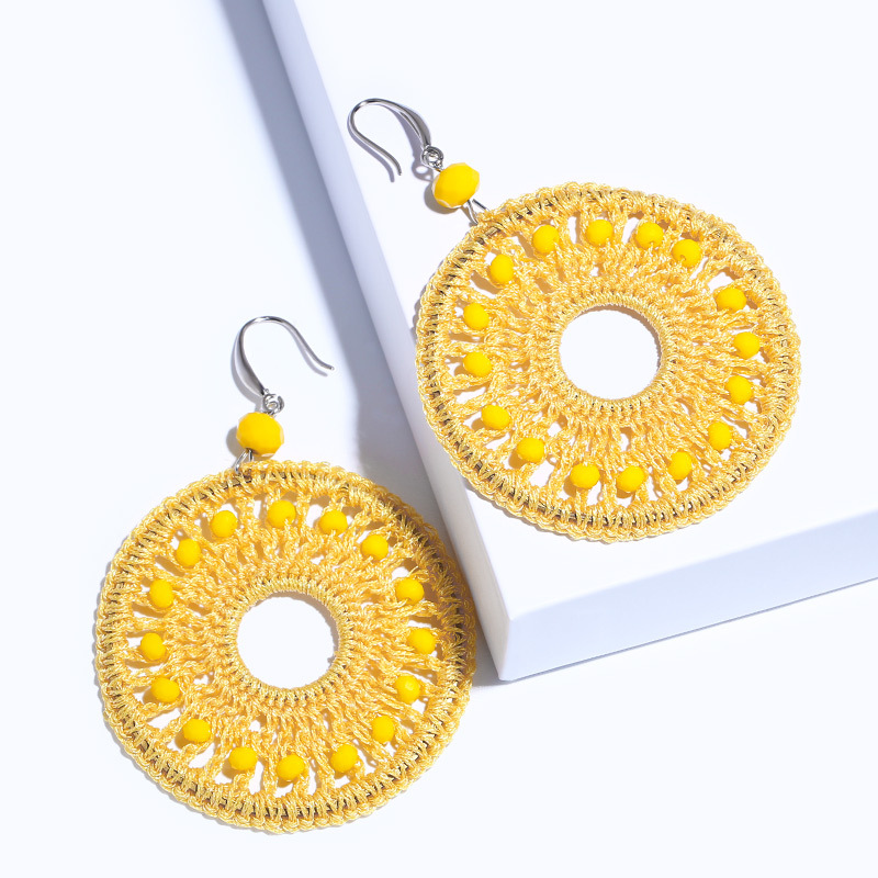 New accessories European and American exaggerated female personality woven rice beads large hoop earrings fashion earrings erm92