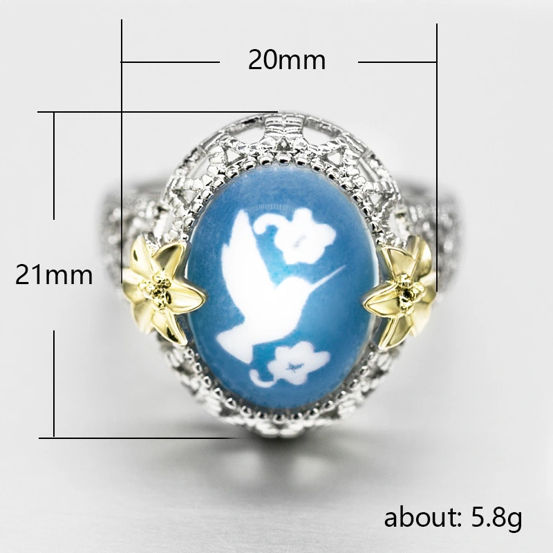Hot-selling Nano Reflection Bird Ring Copper Plated Color Separation Small Flower Peace Dove Jewelry Wholesale