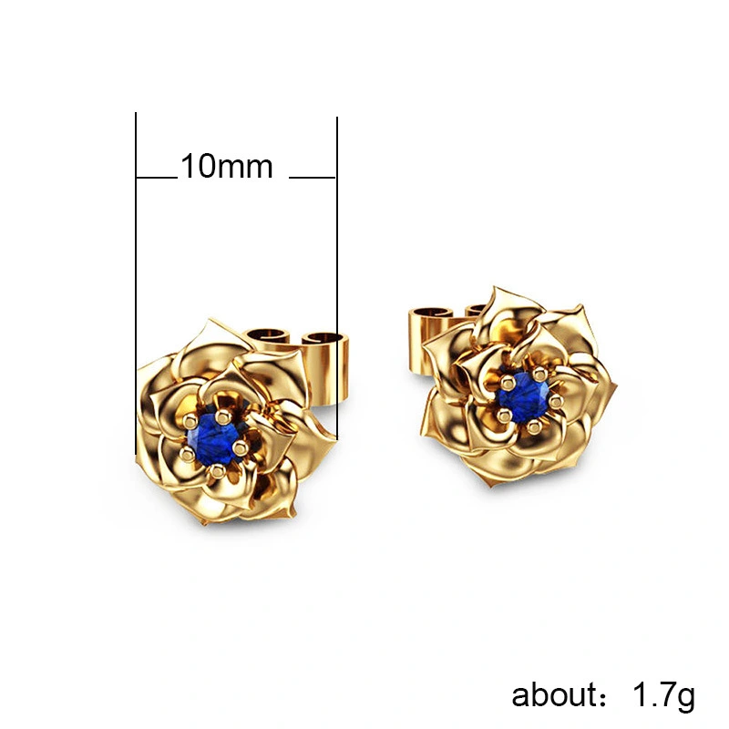  New European and American style women's rose earrings creative floral zircon earrings earrings wholesale