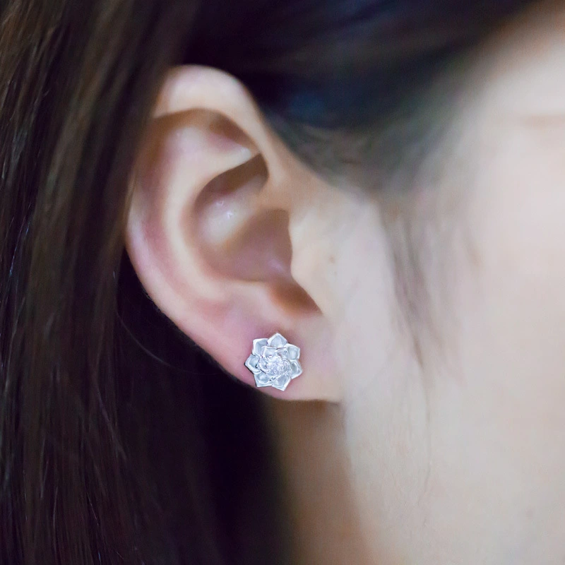  New European and American style women's rose earrings creative floral zircon earrings earrings wholesale