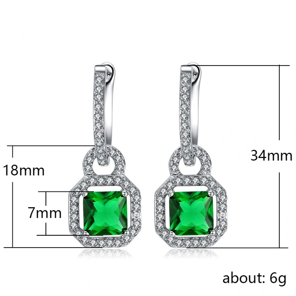  Luxury European and American style fashion women's earrings creative bags / lock-shaped square diamond zircon accessories earrings