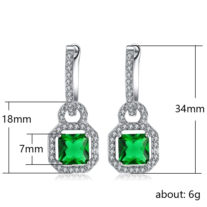  Luxury European and American style fashion women's earrings creative bags / lock-shaped square diamond zircon accessories earrings
