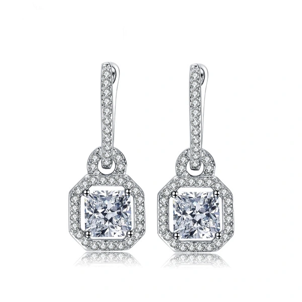  Luxury European and American style fashion women's earrings creative bags / lock-shaped square diamond zircon accessories earrings
