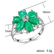 New European and American women's imitation opal flower ring copper plated white gold artificial opal