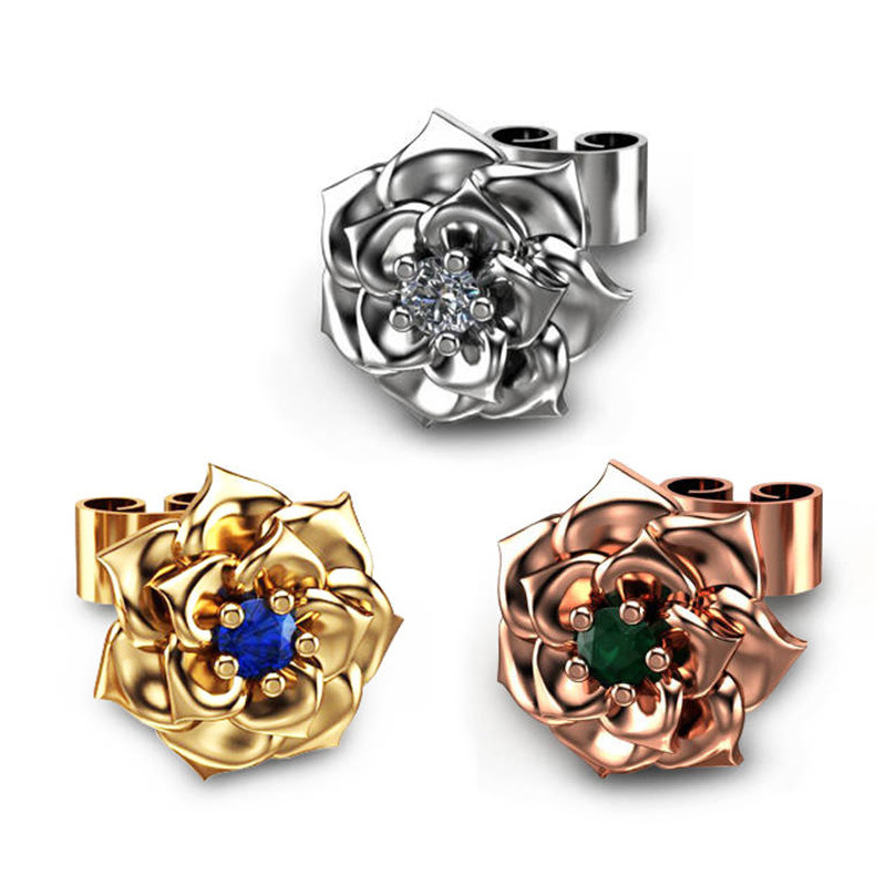  New European and American style women's rose earrings creative floral zircon earrings earrings wholesale