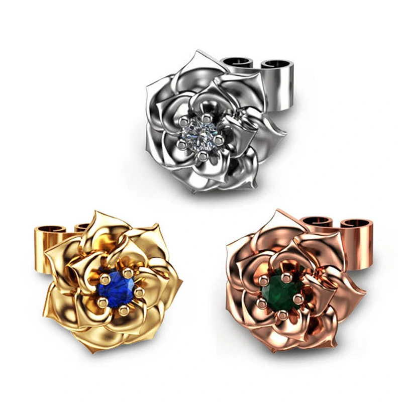  New European and American style women's rose earrings creative floral zircon earrings earrings wholesale