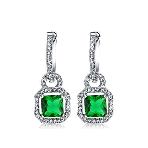  Luxury European and American style fashion women's earrings creative bags / lock-shaped square diamond zircon accessories earrings