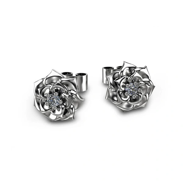  New European and American style women's rose earrings creative floral zircon earrings earrings wholesale