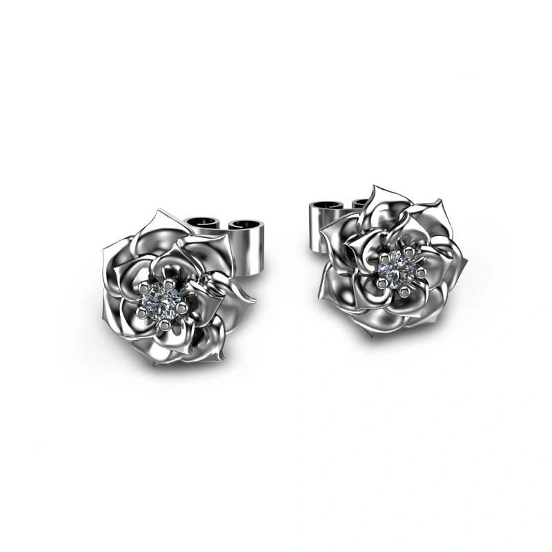  New European and American style women's rose earrings creative floral zircon earrings earrings wholesale