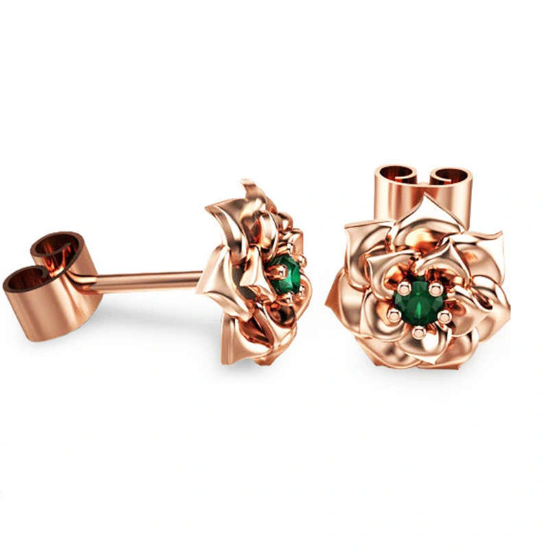  New European and American style women's rose earrings creative floral zircon earrings earrings wholesale