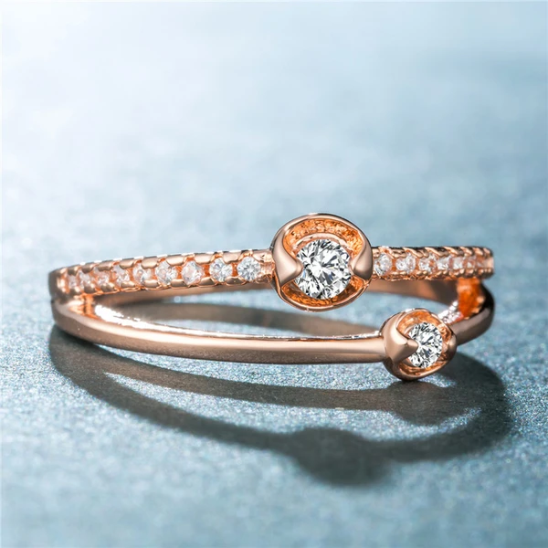 European and American new hot selling creative Gemini women's zircon ring engagement ring pinky ring