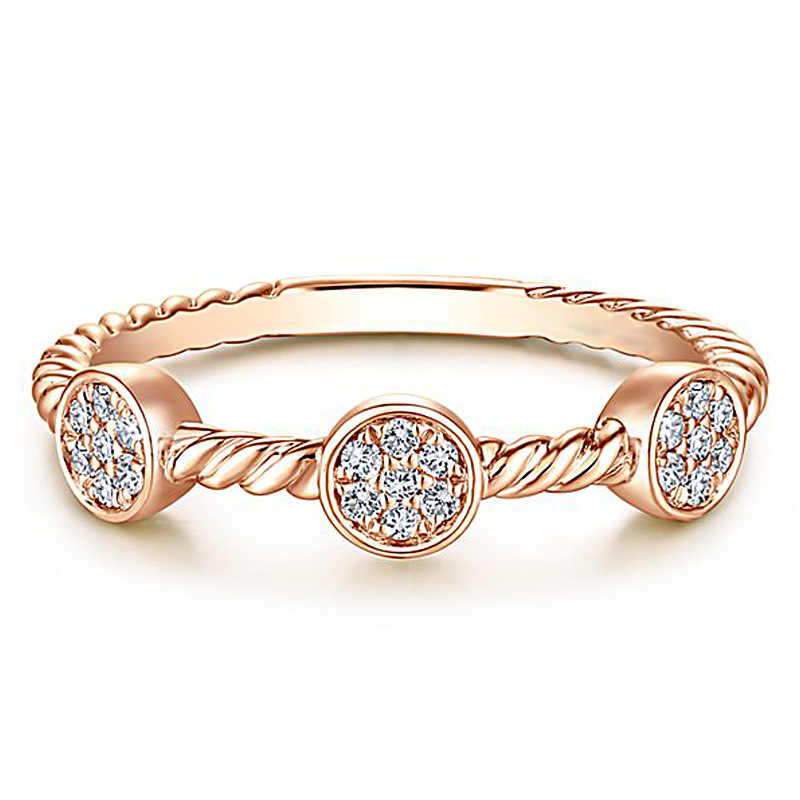 New arrival, new style, micro inlaid zircon twist ring, simple and fashionable women's ring, hand jewelry wholesale