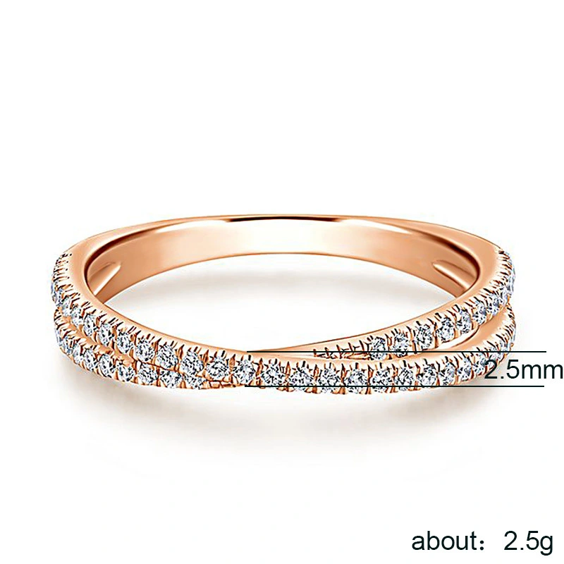 European and American new fashion OL cross X-shaped ring ladies popular all-match full diamond zircon ring
