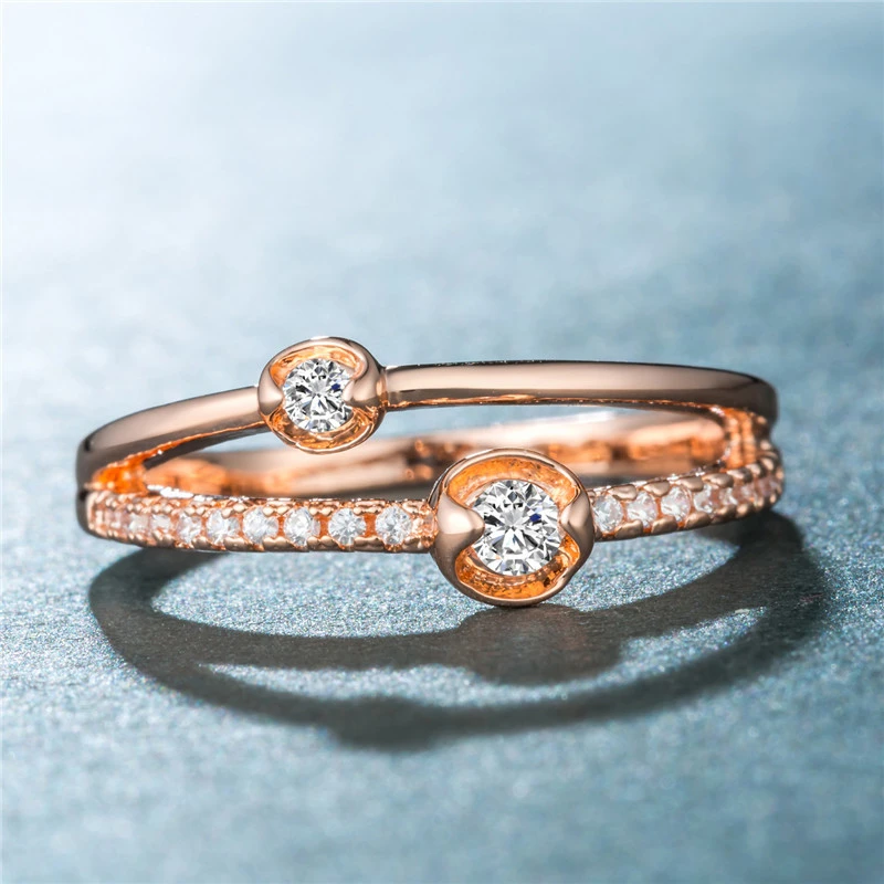 European and American new hot selling creative Gemini women's zircon ring engagement ring pinky ring