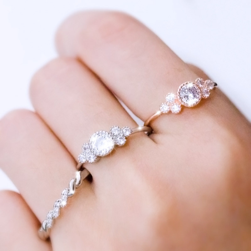 New European and American style quality zircon women's ring exquisite proposal engagement ring jewelry gift