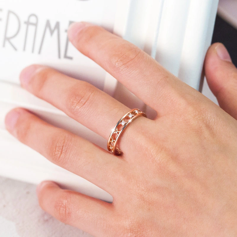 New hot selling fashion X-shaped hollow zircon women's ring all-match party accessories