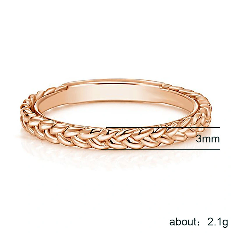 New simple creative braided twist ring copper plated gold and silver ladies' pinky ring