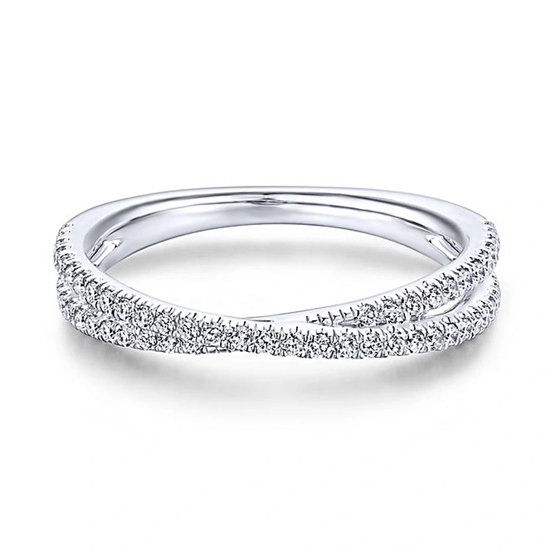 European and American new fashion OL cross X-shaped ring ladies popular all-match full diamond zircon ring