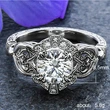 New exquisite luxury retro zircon women's ring creative texture relief hand jewelry