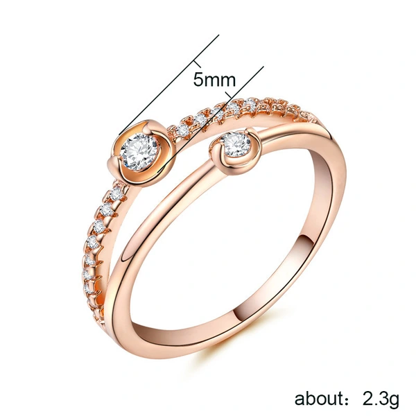 European and American new hot selling creative Gemini women's zircon ring engagement ring pinky ring