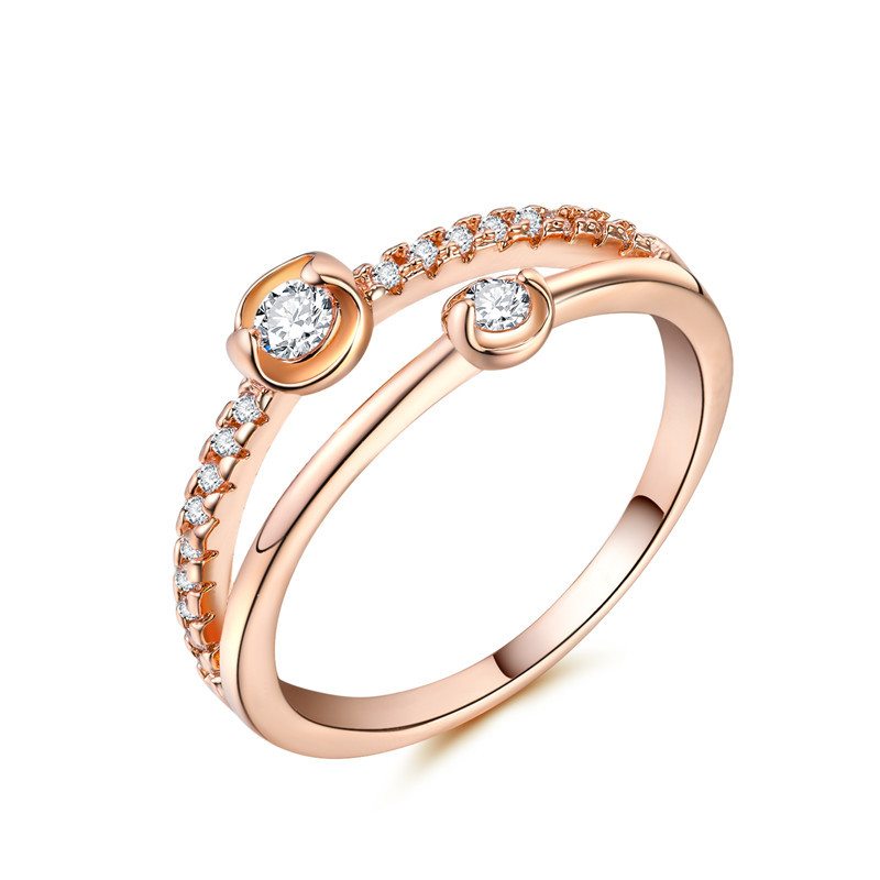 European and American new hot selling creative Gemini women's zircon ring engagement ring pinky ring