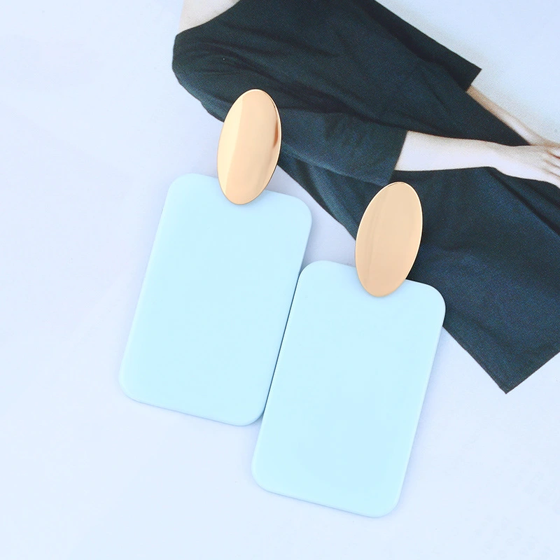 Hot selling accessories Korean style exquisite women's macaron acrylic earrings fashionable rectangular earrings ern07