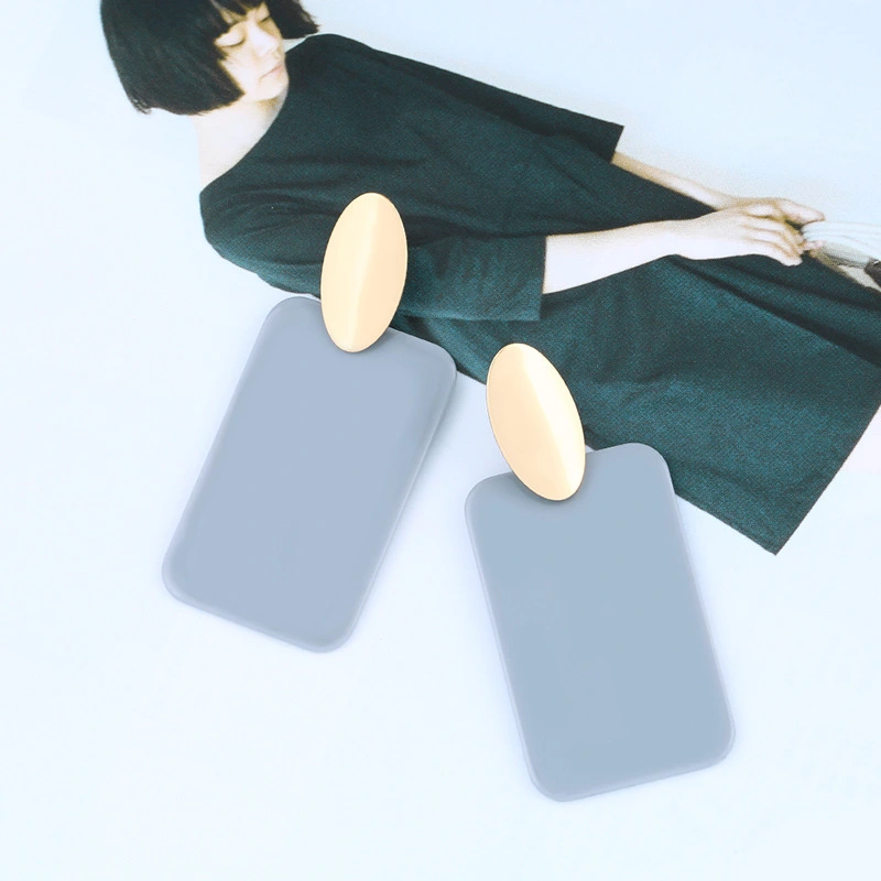 Hot selling accessories Korean style exquisite women's macaron acrylic earrings fashionable rectangular earrings ern07