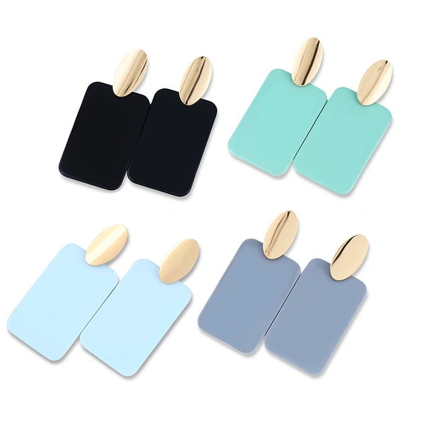 Hot selling accessories Korean style exquisite women's macaron acrylic earrings fashionable rectangular earrings ern07