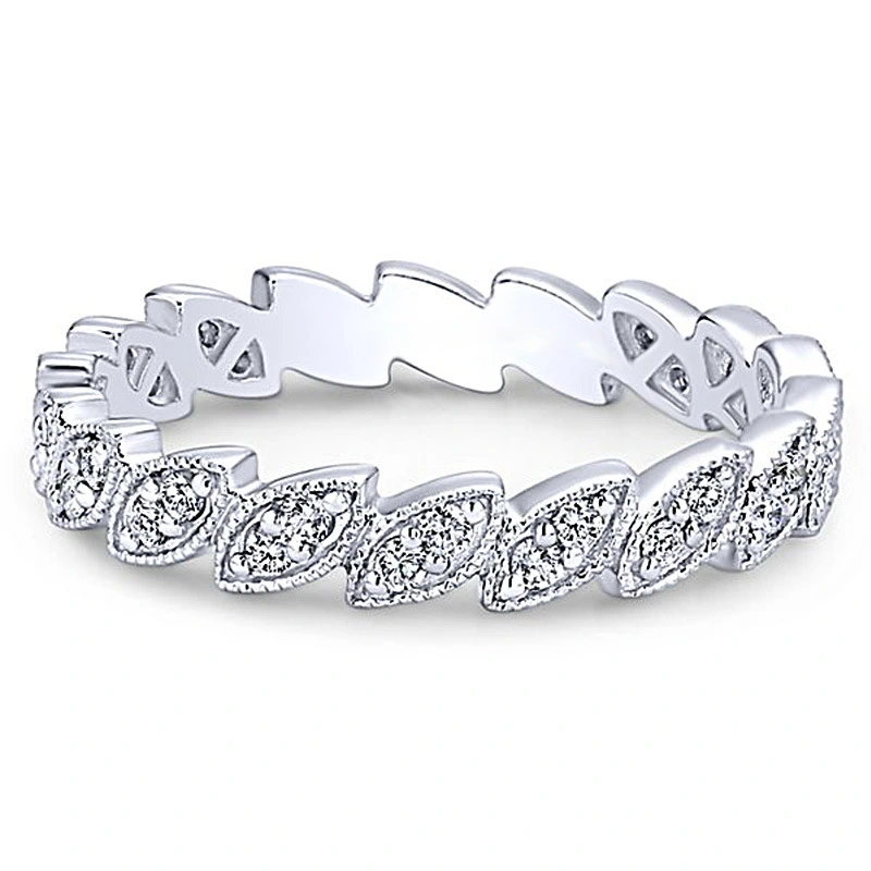 New ring European and American creative leaf-shaped zircon ring female party travel tail ring