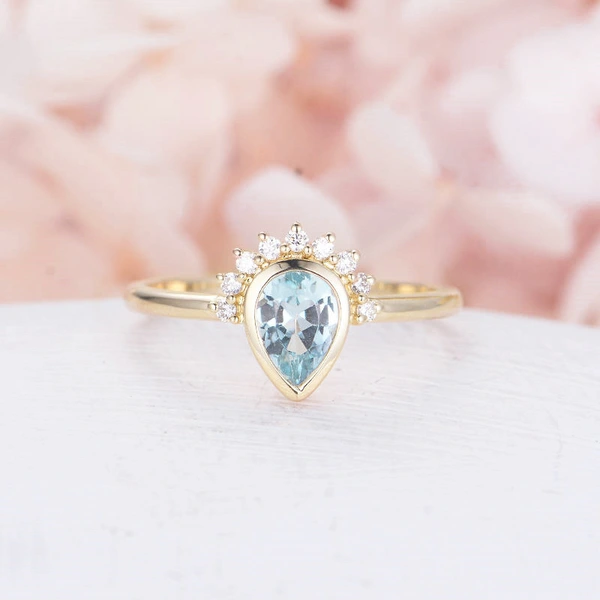 New hot selling European and American women's teardrop-shaped zircon ring popular fashion fresh jewelry wholesale
