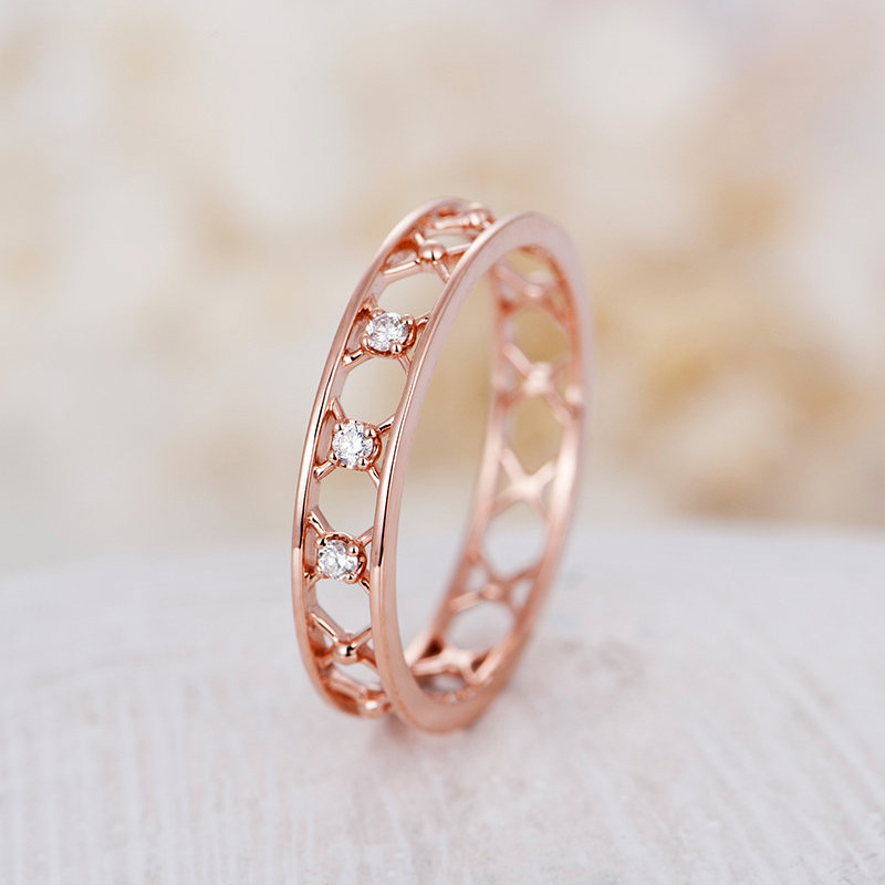 New hot selling fashion X-shaped hollow zircon women's ring all-match party accessories