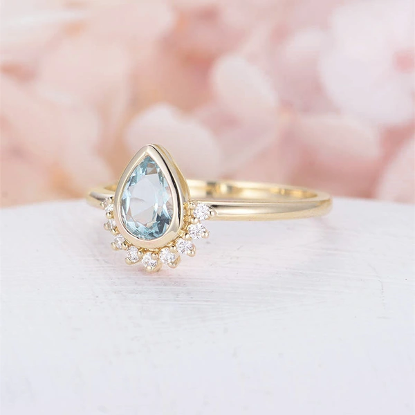 New hot selling European and American women's teardrop-shaped zircon ring popular fashion fresh jewelry wholesale
