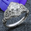 New exquisite luxury retro zircon women's ring creative texture relief hand jewelry