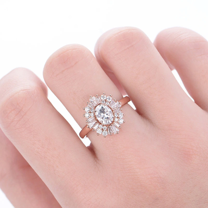 New European and American luxury full diamond women's opal ring engagement proposal jewelry