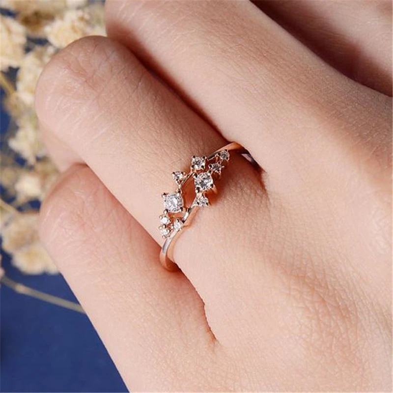 Jewelry hot-selling ring European and American women's simple diamond ring birthday holiday gift jewelry