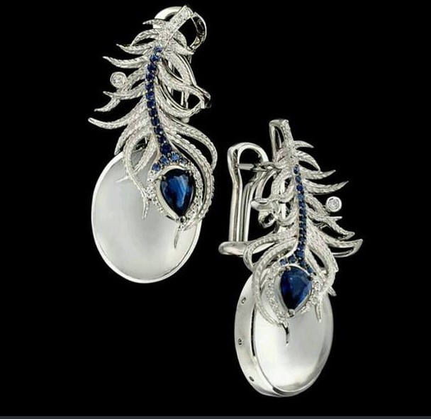  Wholesale new retro Phoenix Moonstone earrings for women creative earrings artificial gemstone jewelry
