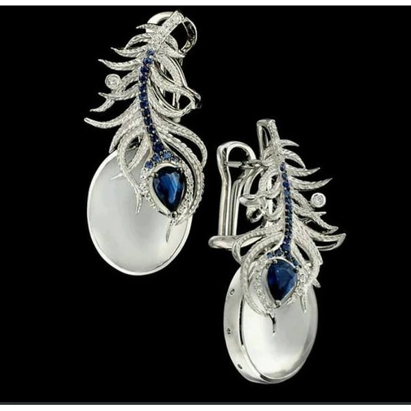  Wholesale new retro Phoenix Moonstone earrings for women creative earrings artificial gemstone jewelry