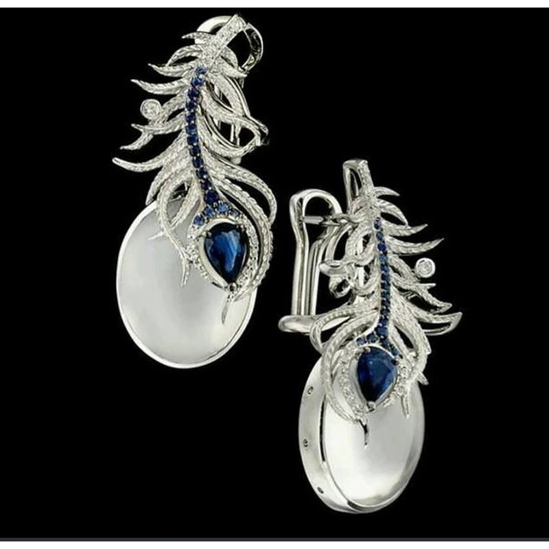  Wholesale new retro Phoenix Moonstone earrings for women creative earrings artificial gemstone jewelry