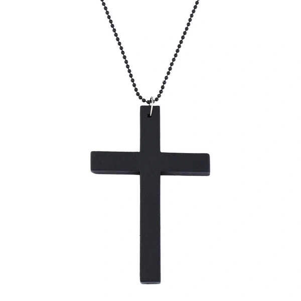 Factory direct sales, processing and custom cross necklace, wooden, simple and fashionable, versatile sweater chain accessories wholesale
