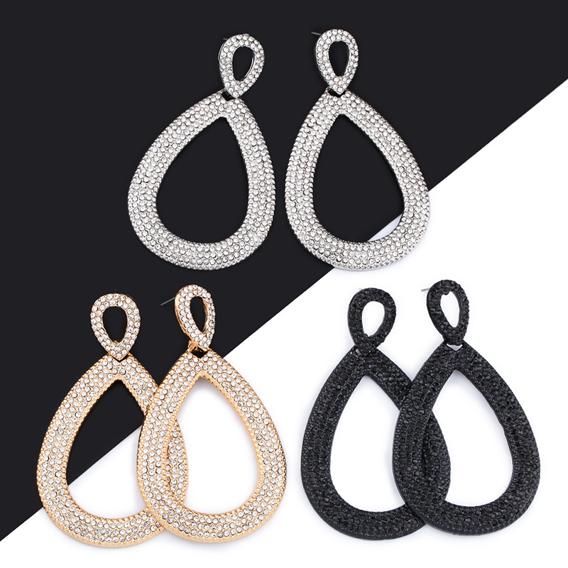 European and American fashion big teardrop earrings for women retro temperament personality exaggerated full diamond earrings celebrity earrings erm28