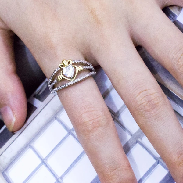 New creative crown plated 14k gold color ring European and American hand jewelry