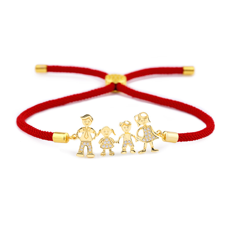 Factory direct sales Korean style fashion personality female 4 person zircon red string bracelet versatile simple female bracelet accessories brb07